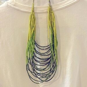 Boho waterfall bead necklace strands shades of green!
